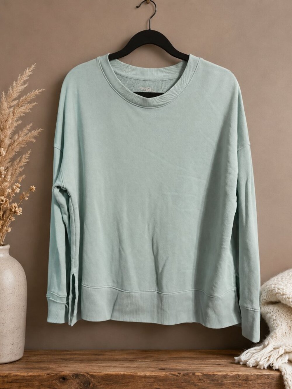 Time and Tru Light Teal Crewneck Sweatshirt Relaxed Fit